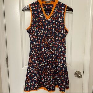 Callaway Opti-Dry Golf Dress Size Medium Floral Orange Blue Indigo NWOT